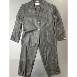 Vintage Giorgio Saint Angelo Linen Pant Suit 2pc Womens 10 Black Business Casual